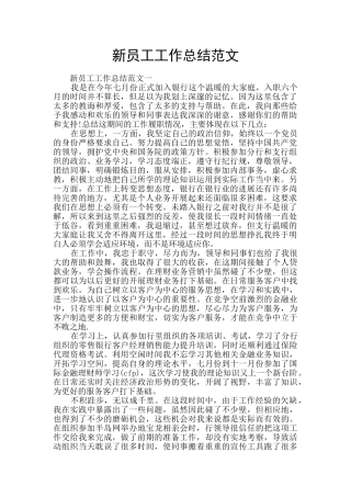 新员工工作总结范文