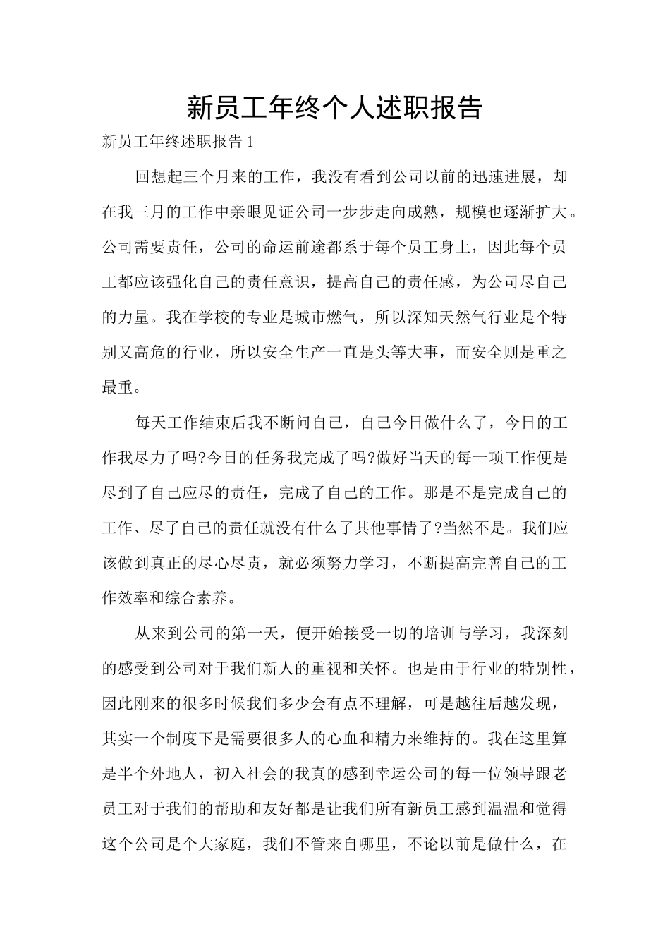 新员工年终个人述职报告_第1页