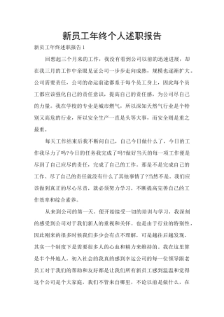 新员工年终个人述职报告