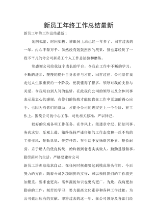 新员工年终工作总结最新