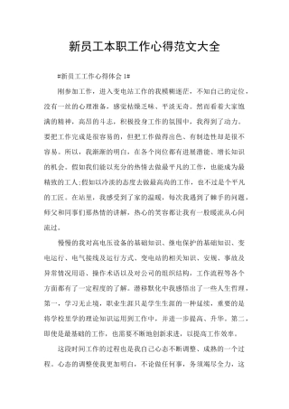 新员工本职工作心得范文大全
