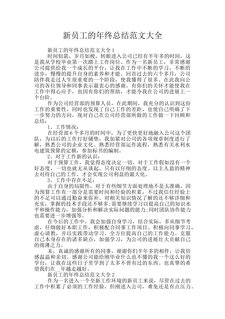新员工的年终总结范文大全_第1页
