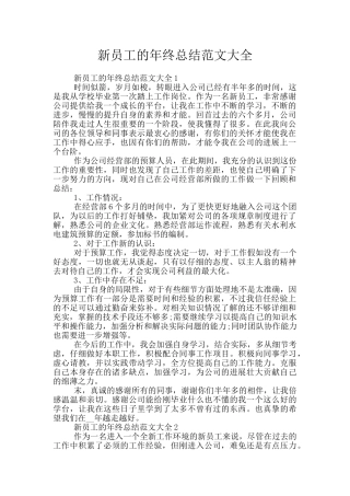 新员工的年终总结范文大全