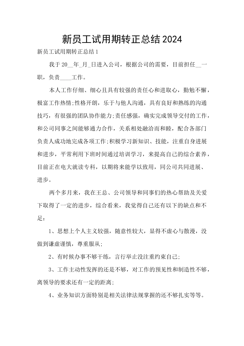 新员工试用期转正总结2024_第1页