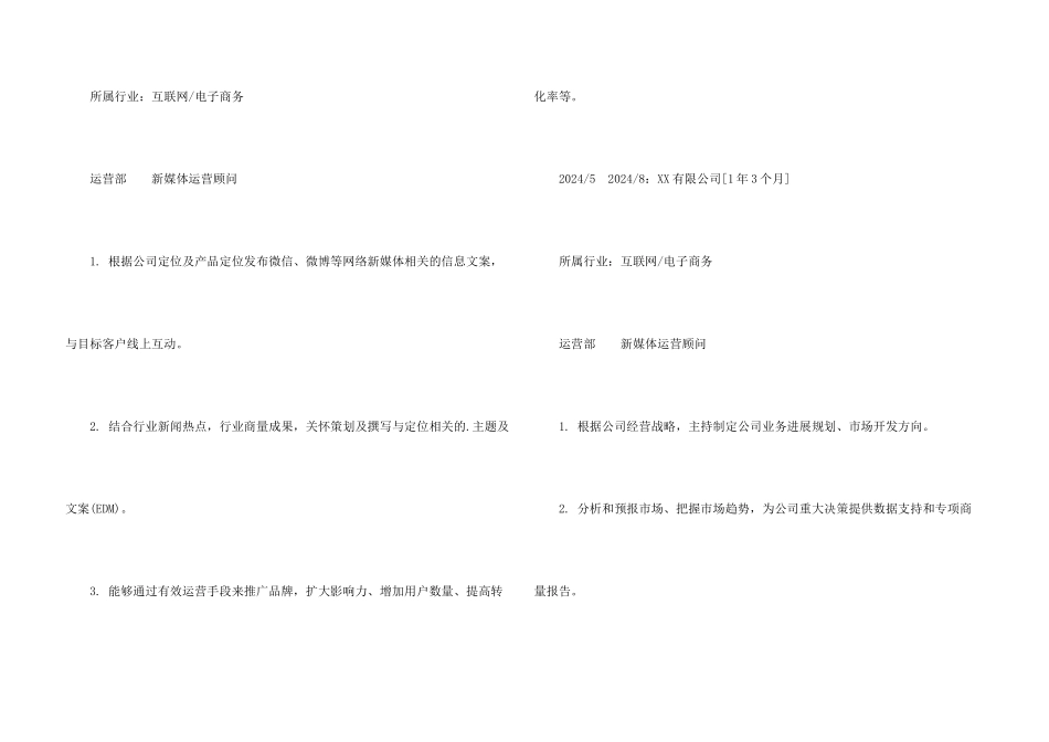 新媒体运营顾问专业简历模板_第3页