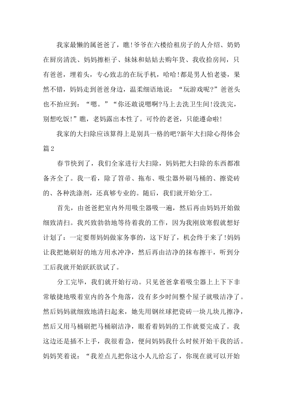 新年大扫除心得体会10篇_第2页