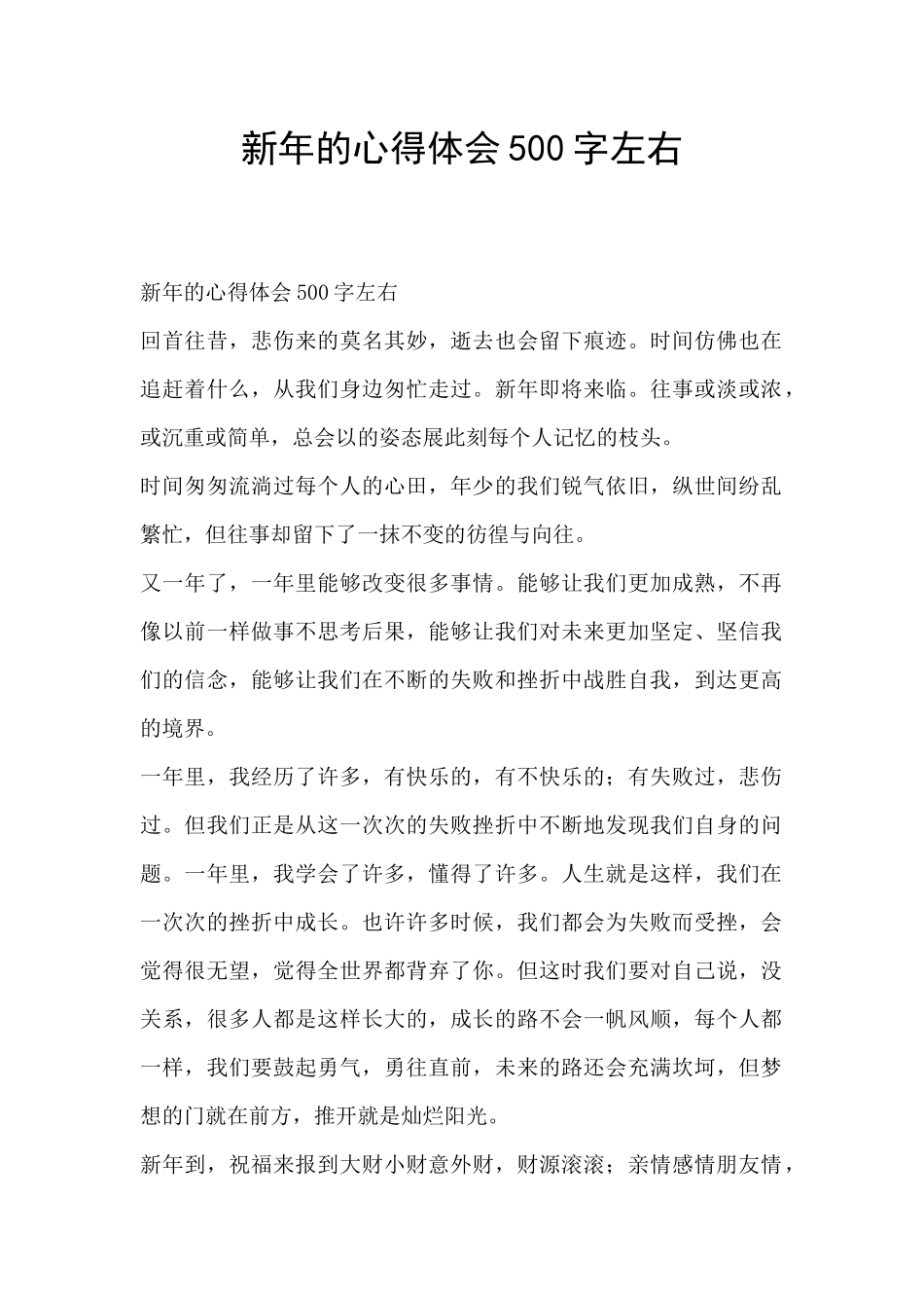 新年的心得体会500字左右_第1页