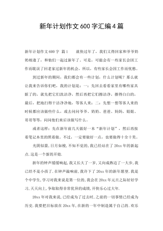 新年计划作文600字汇编4篇