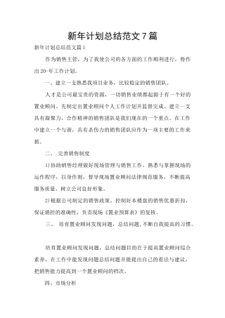 新年计划总结范文7篇