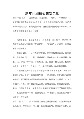 新年计划模板集锦7篇