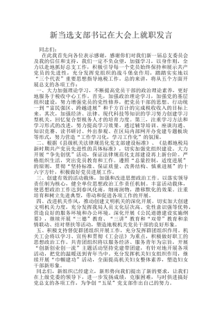 新当选支部书记在大会上就职发言