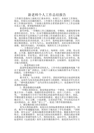 新教师个人工作总结报告