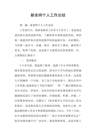 新教师个人工作总结