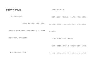 新教师培训活动总结