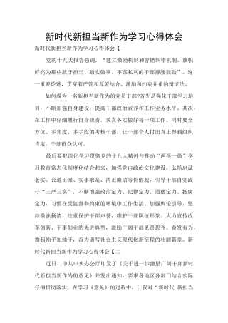 新时代新担当新作为学习心得体会