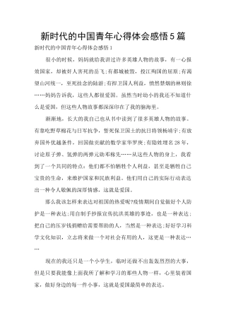 新时代的中国青年心得体会感悟5篇