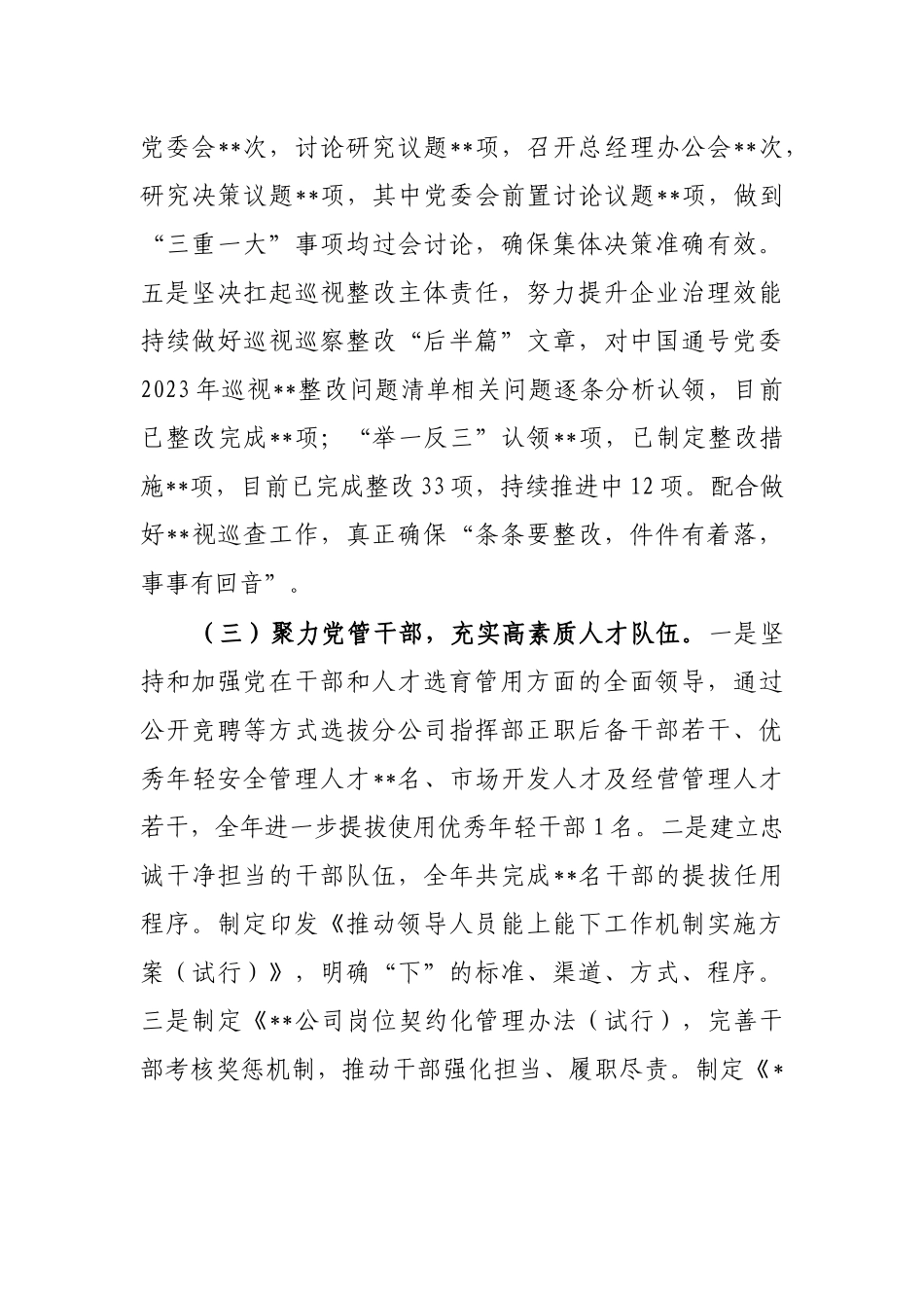 公司党委2024年工作总结及2025年工作计划_第3页