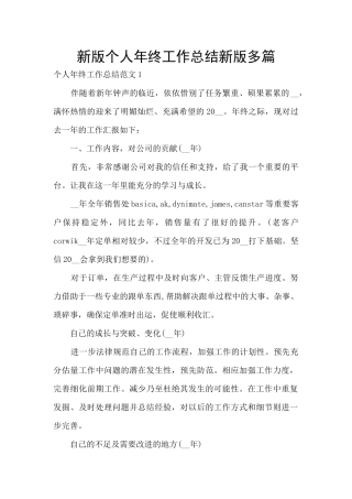 新版个人年终工作总结新版多篇