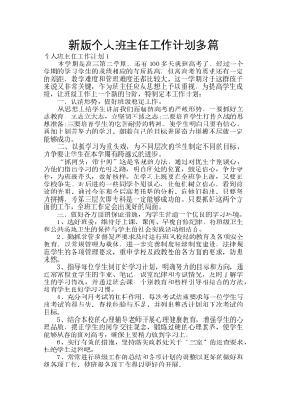 新版个人班主任工作计划多篇