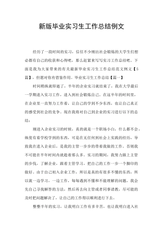 新版毕业实习生工作总结例文