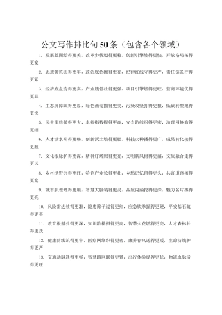 公文写作排比句50条（包含各个领域）