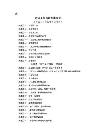 新版浙江省工程建设标准表格