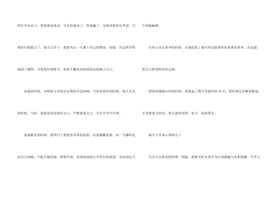 新生入学军训心得体会五篇_第3页
