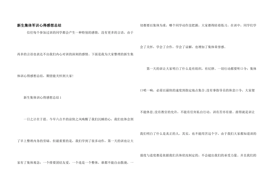 新生集体军训心得感想总结_第1页