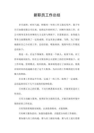 新职员工作总结