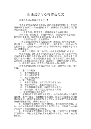 新课改学习心得体会范文
