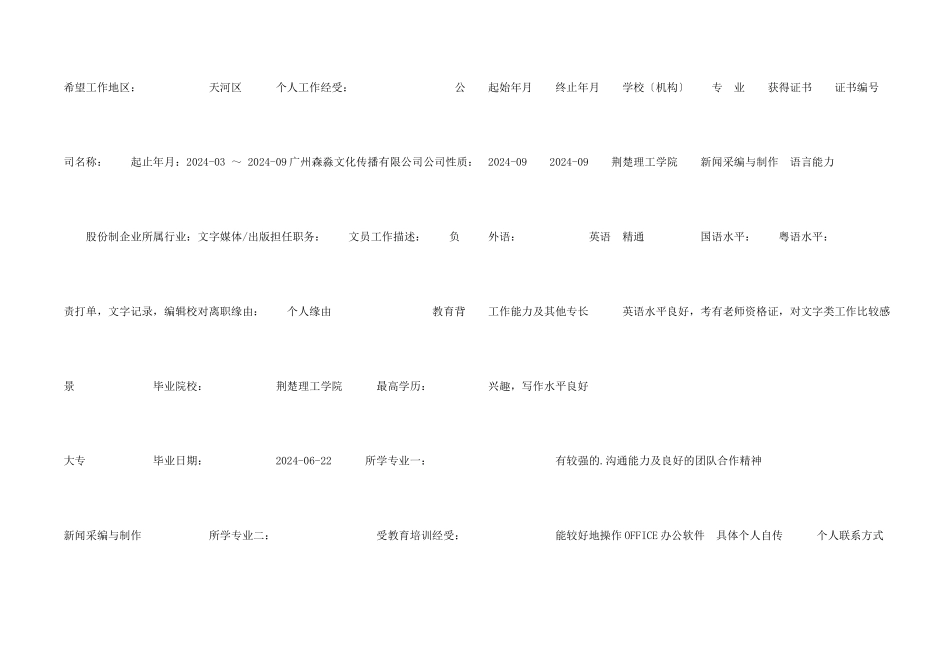 新闻采编个人简历_第2页