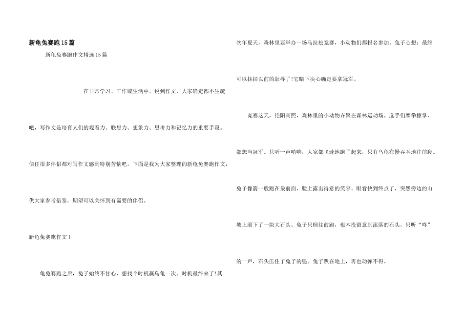 新龟兔赛跑15篇_第1页