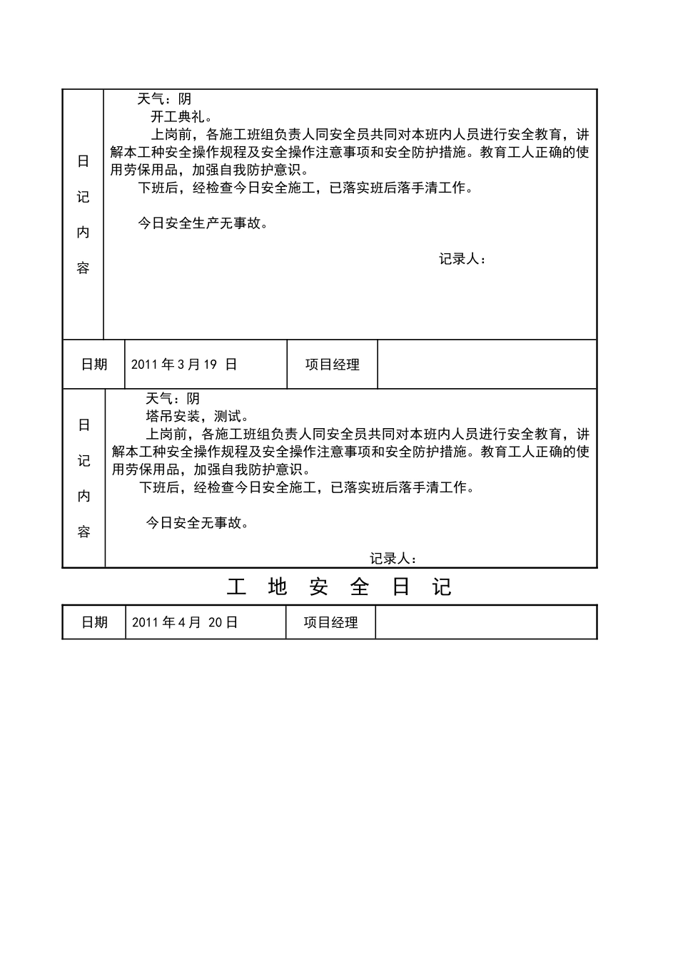 施工工地安全日记_第3页