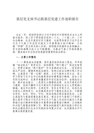 基层党支部书记抓基层党建工作述职报告