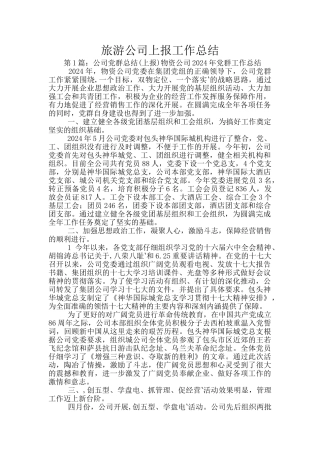 旅游公司上报工作总结