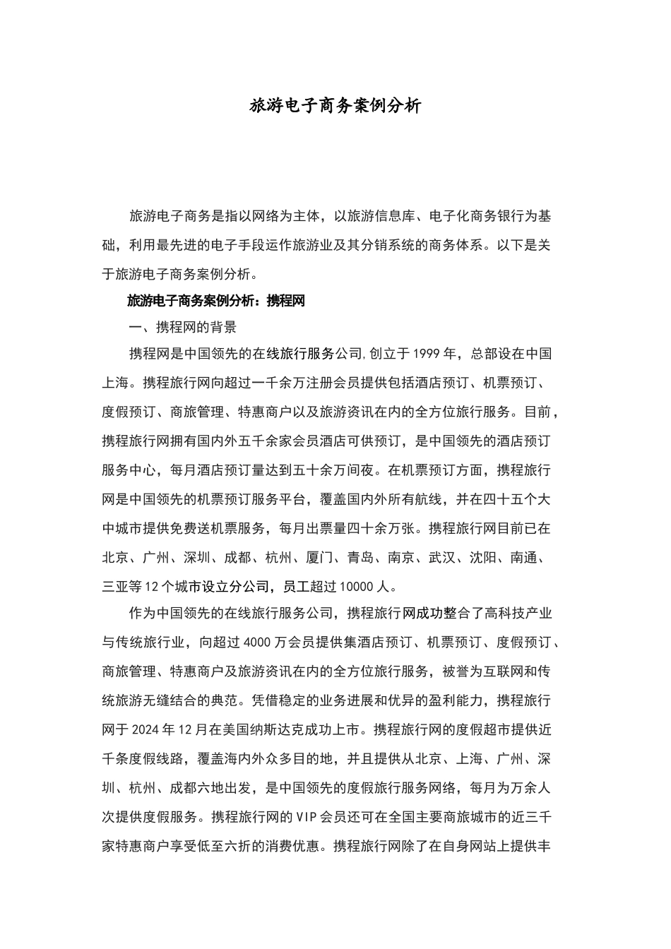 旅游电子商务案例分析报告_第1页