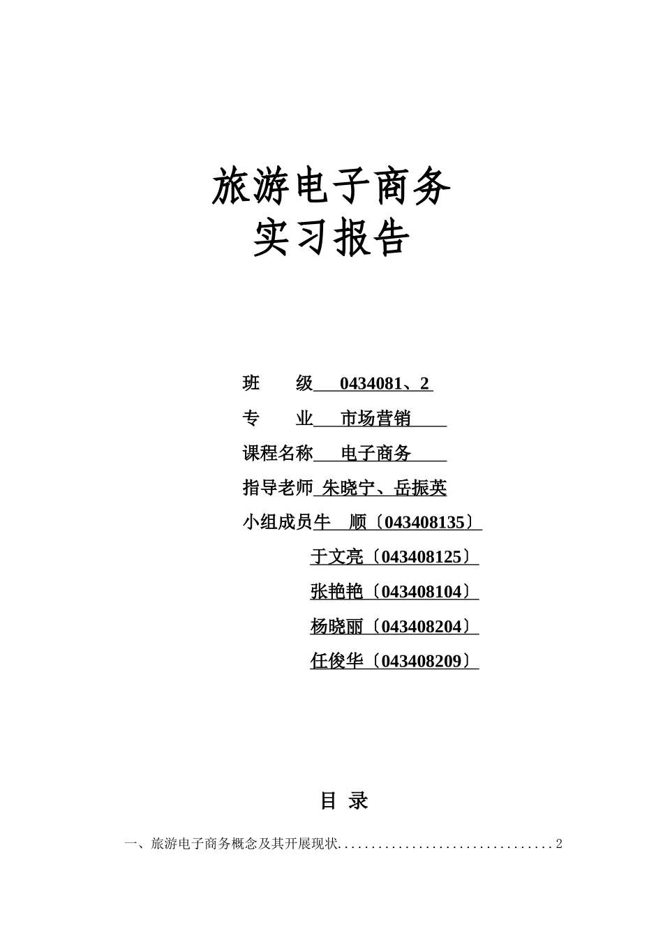 旅游电子商务实习报告范例_第1页