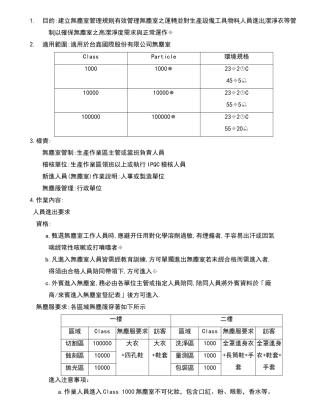 无尘室作业管理规范