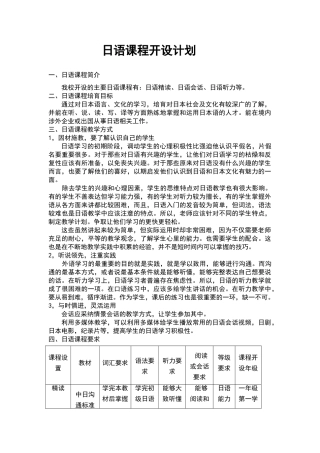 日语课程开设计划书