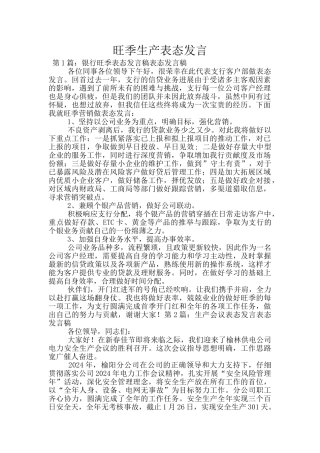 旺季生产表态发言