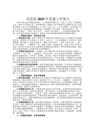 局党组2025年党建工作要点