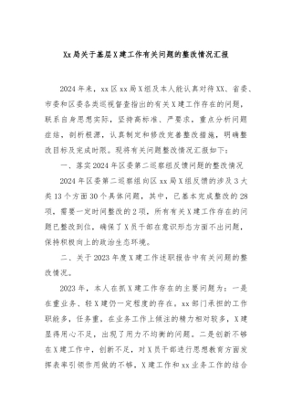 局基层党建工作有关问题的整改情况汇报