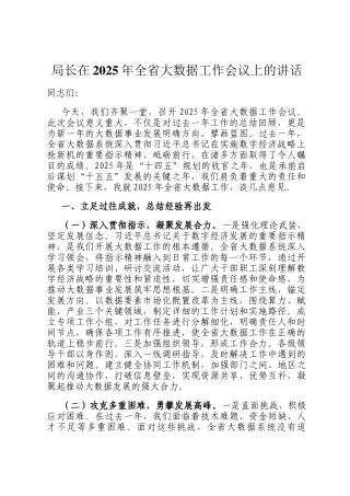 局长在2025年全省大数据工作会议上的讲话