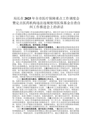 局长在2025年全市医疗保障重点工作调度会暨定点医药机构违法违规使用医保基金自查自纠工作推进会上的讲话