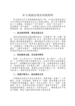 矿山某副总现实表现材料
