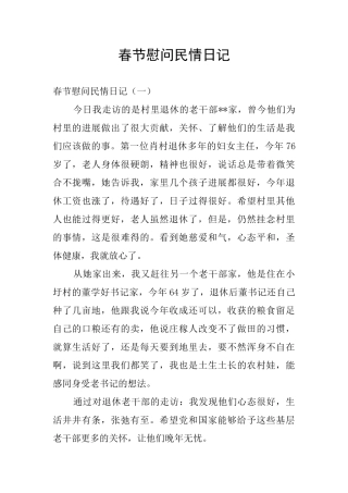 春节慰问民情日记