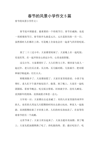 春节的风景小学作文5篇