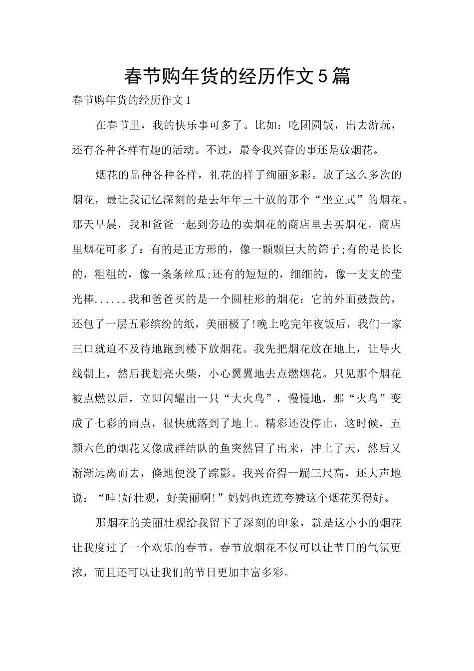 春节购年货的经历作文5篇_第1页