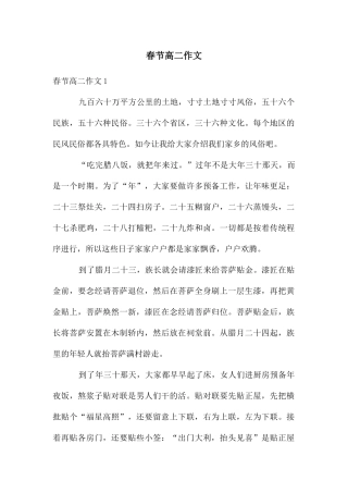 春节高二作文
