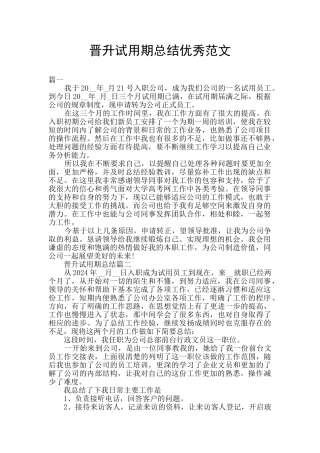 晋升试用期总结优秀范文